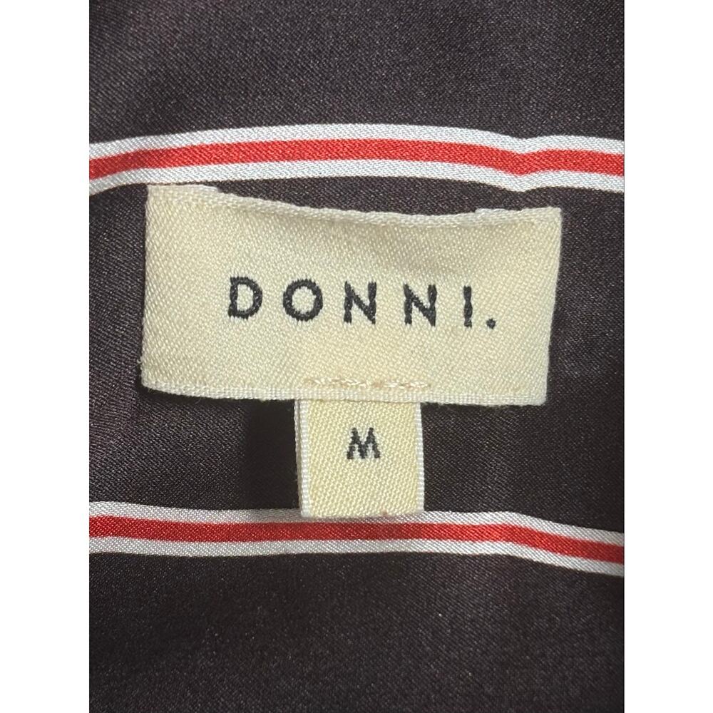 Donni. The Silk Pinstripe Shirt Brown Red White Medium - Picture 4 of 5